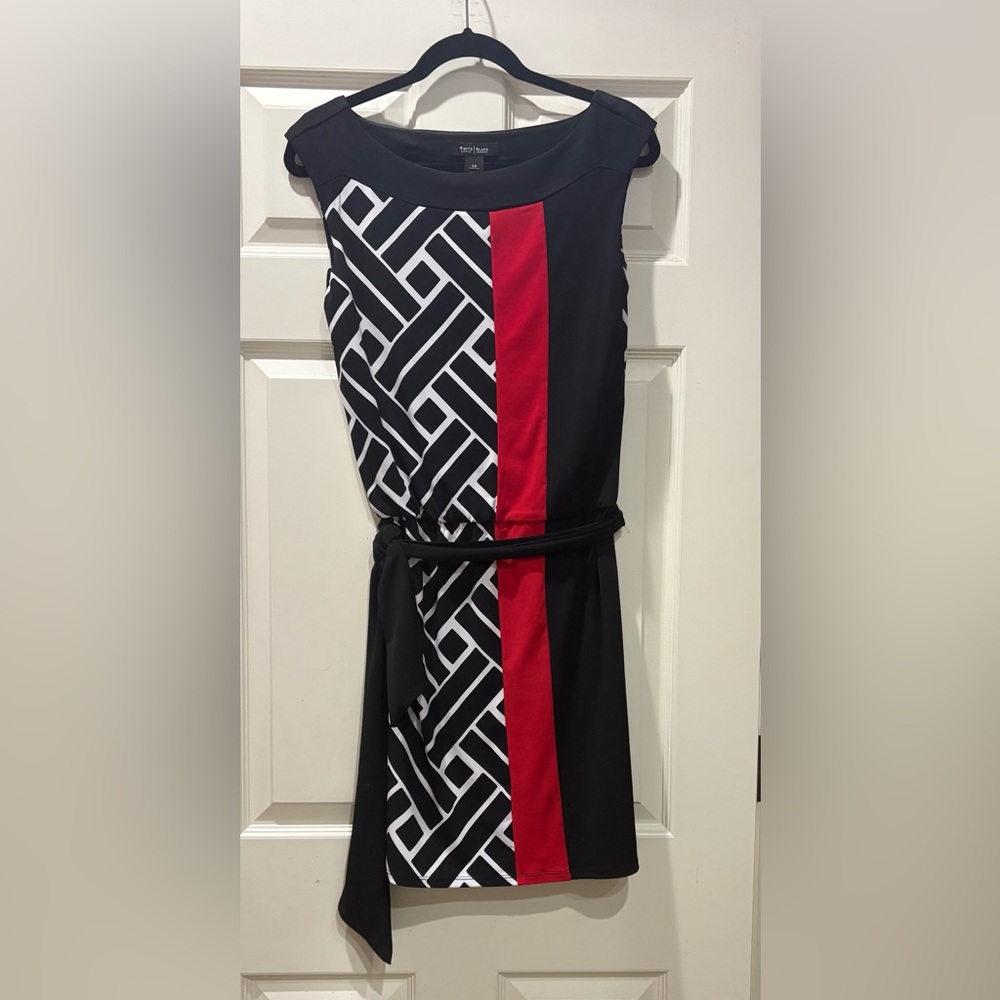 White House Black Market Black and Red Patterned Mini Dress